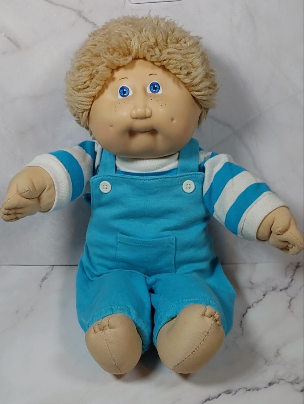 Cabbage Patch Kids Vintage 1983 Boy Doll With Blue Eyes and Blonde Yarn Hair